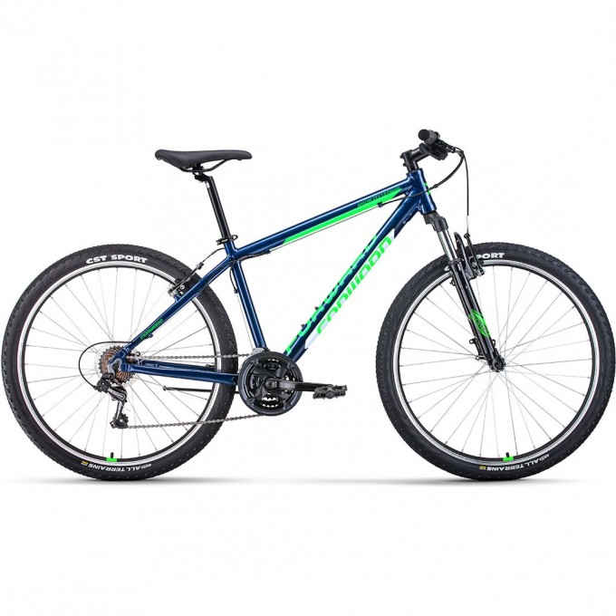 Велосипед FORWARD APACHE 27,5 1.0 CLASSIC 27,5", рама 15", синий/ярко-зеленый, 2022 RBK22FW27916